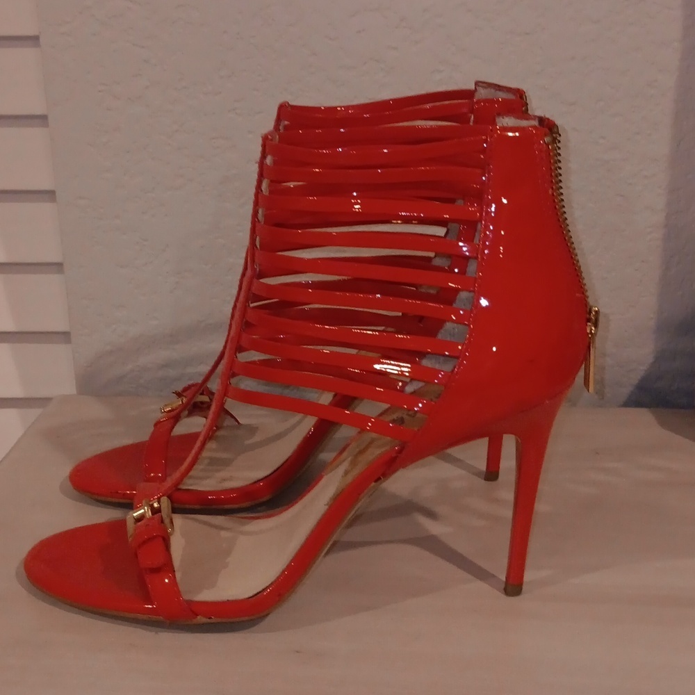 Michael Kors glossy open toe strappy heels sandals - Picture 4 of 6